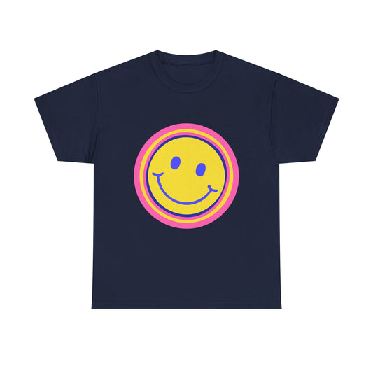 Retro Rainbow Smiley Unisex Heavy Cotton Tee - snazzymerch