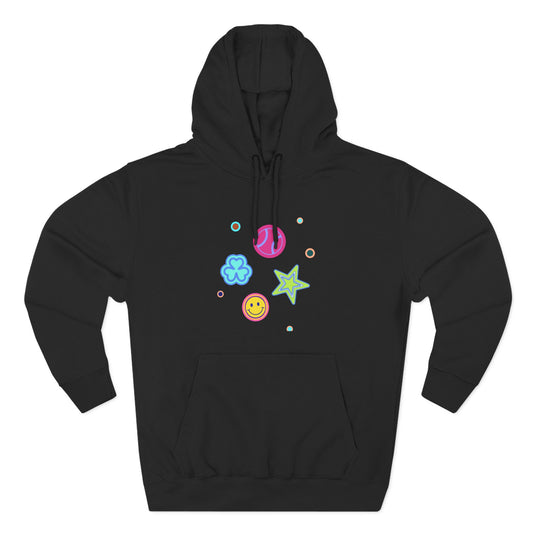 Color Pop Charm Patch Three-Panel Fleece Hoodie - snazzymerch