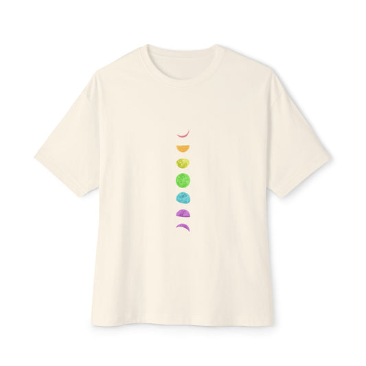 Rainbow Lunar Phases Unisex Oversized Boxy Tee Printify