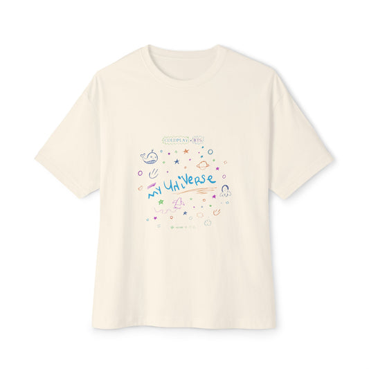 Neon Space Doodles Unisex Oversized Boxy Tee Printify
