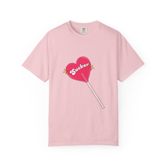 Pink Heart Lollipop Unisex Garment-Dyed T-shirt - snazzymerch