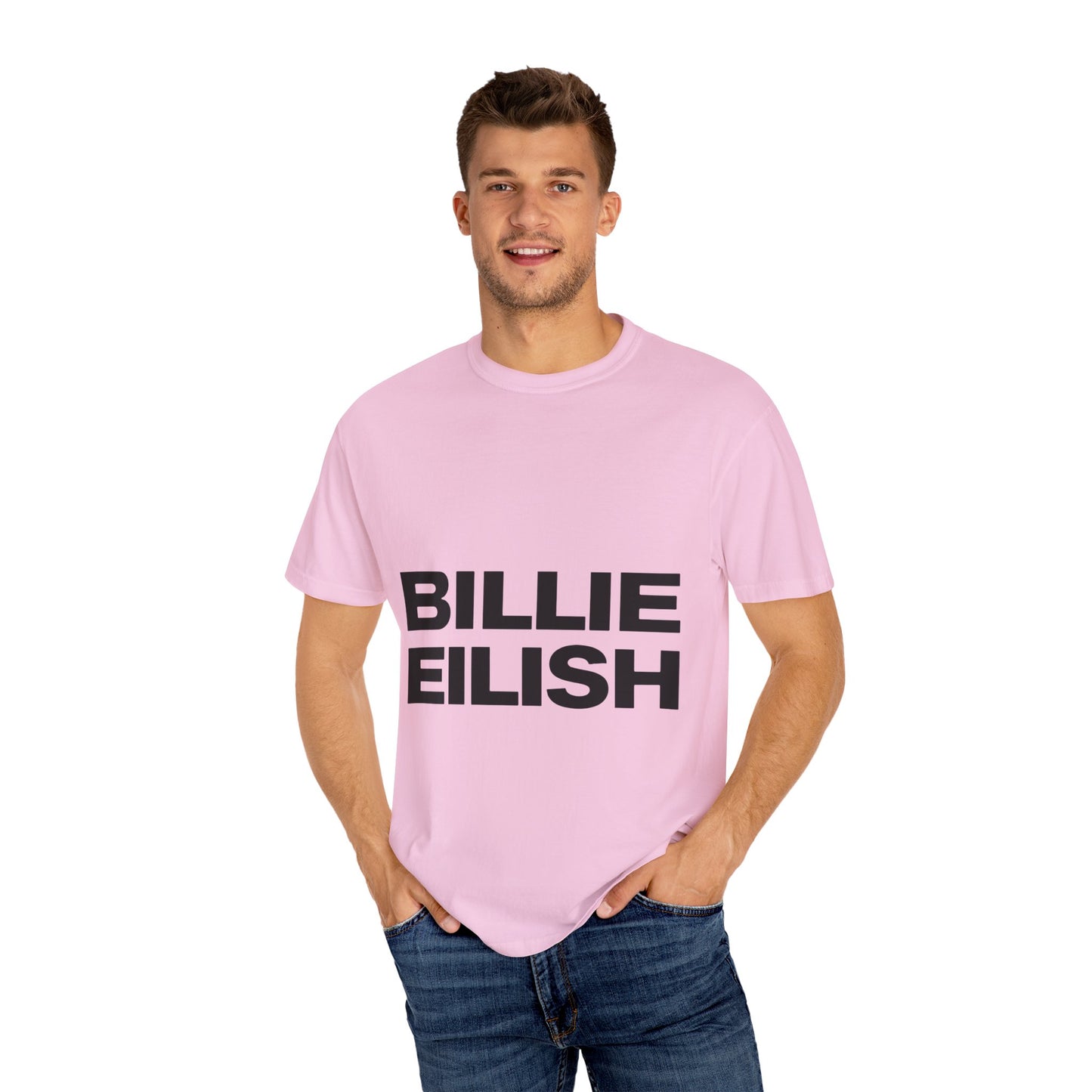 Billie Eilish Inspired Dyed T-shirt – Stacked Glow Text Edition Printify