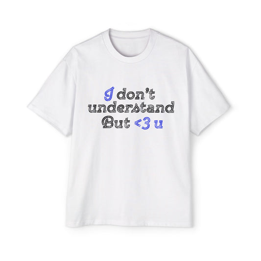 I <3 U Blue Type Men's Heavy Oversized Tee - snazzymerch