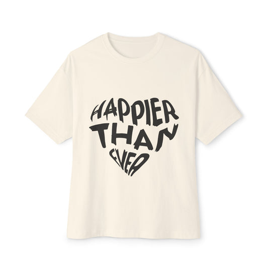 Billie Eilish Inspired Oversized T-Shirt – Happier Heart Lettering Edition Printify