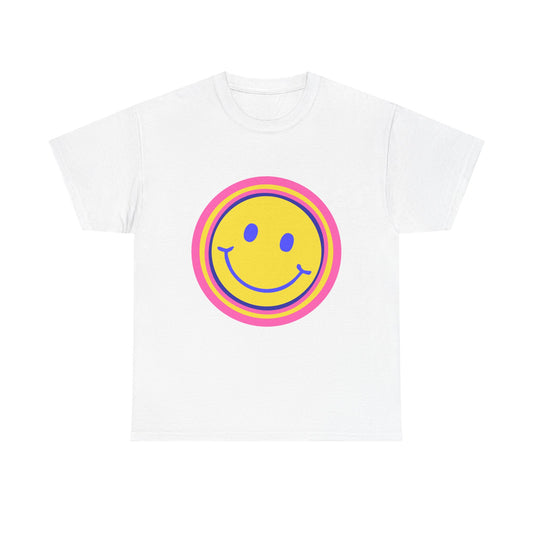 Retro Rainbow Smiley Unisex Heavy Cotton Tee - snazzymerch
