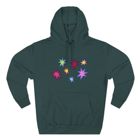Rainbow Spark Burst Three-Panel Fleece Hoodie - snazzymerch