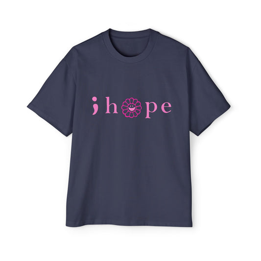 Pink Hope Smile Men's Heavy Oversized Tee - snazzymerch