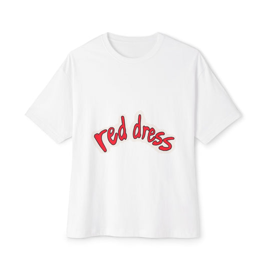Red Dress Aesthetic Unisex Oversized Boxy Tee - snazzymerch