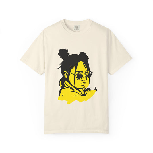 Billie Eilish Inspired Dyed T-shirt – Neon Mood Portrait Edition Printify