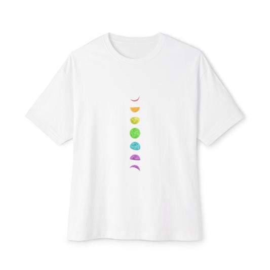 Rainbow Lunar Phases Unisex Oversized Boxy Tee Printify