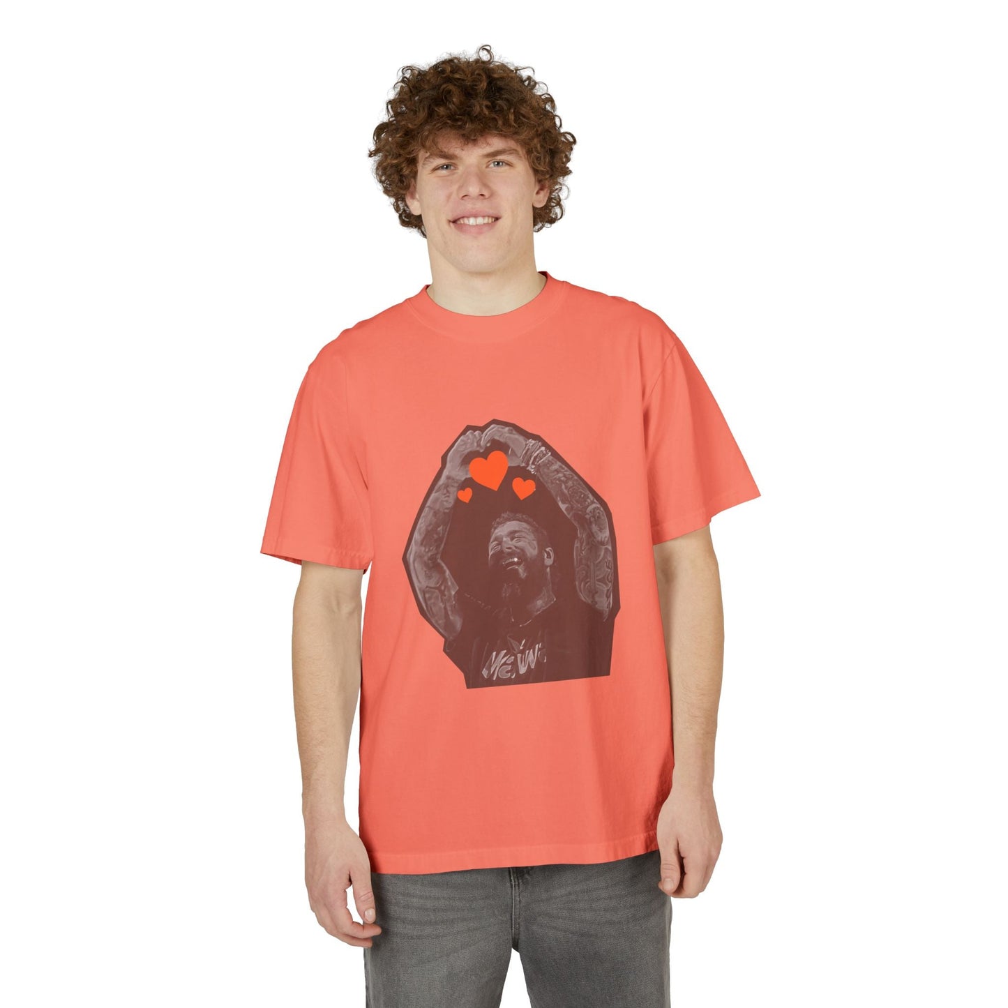 Unisex Garment-Dyed Drop-Shoulder T-Shirt – Post Malone Heartfelt Wishes Printify