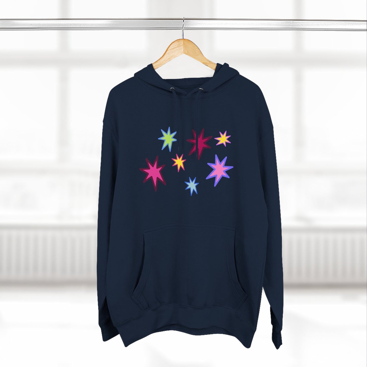 Rainbow Spark Burst Three-Panel Fleece Hoodie - snazzymerch