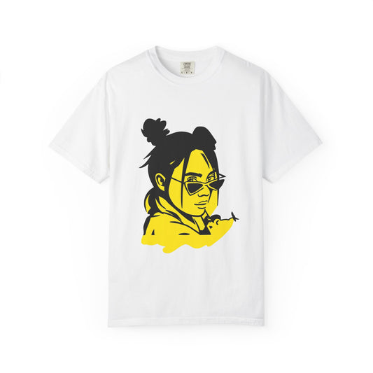 Billie Eilish Inspired Dyed T-shirt – Neon Mood Portrait Edition Printify