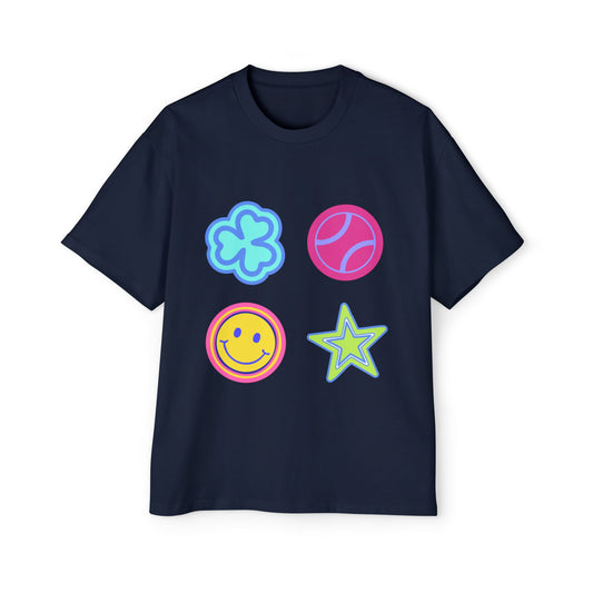 Lucky Star & Clover Patch Men's Heavy Oversized Tee - snazzymerch