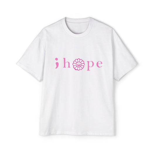 Pink Hope Smile Men's Heavy Oversized Tee - snazzymerch