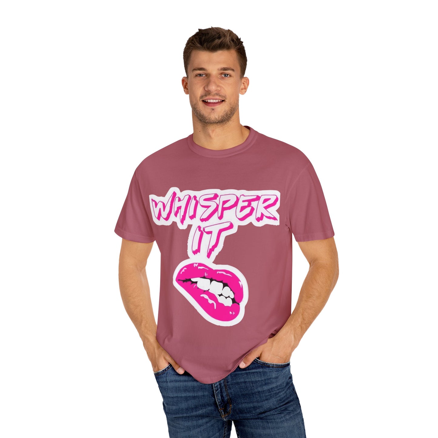 Whisper Lips Unisex Garment-Dyed T-shirt - snazzymerch
