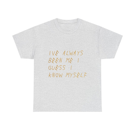 Know Myself Lyric Script Heavy Cotton Tee Printify
