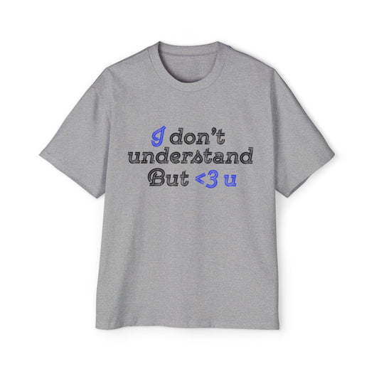I <3 U Blue Type Men's Heavy Oversized Tee - snazzymerch