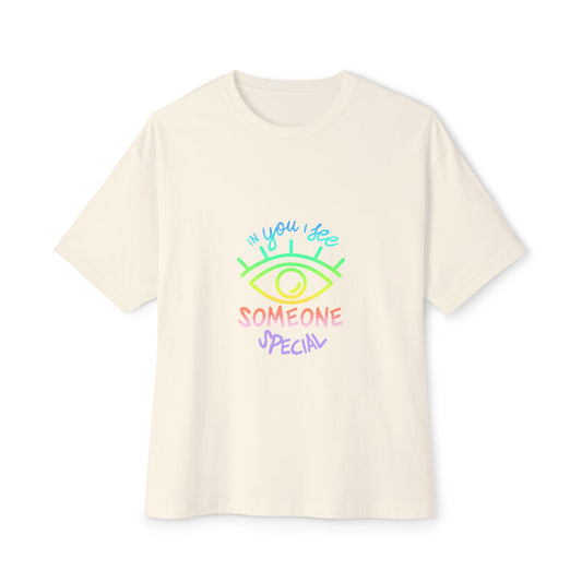 Vibrant Eye and Text Unisex Oversized Boxy Tee Printify