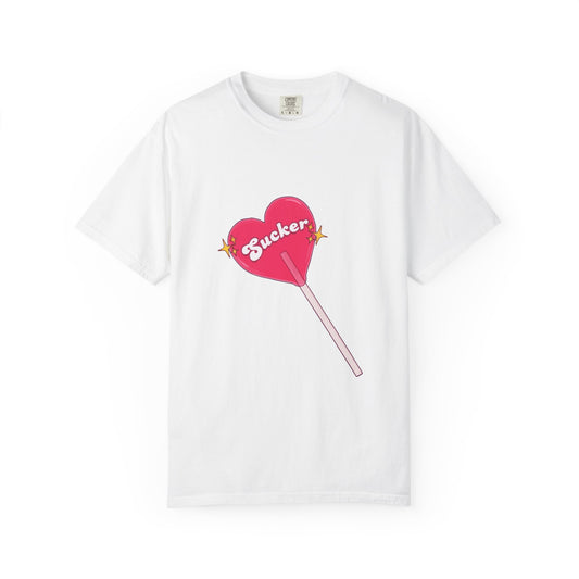 Pink Heart Lollipop Unisex Garment-Dyed T-shirt - snazzymerch