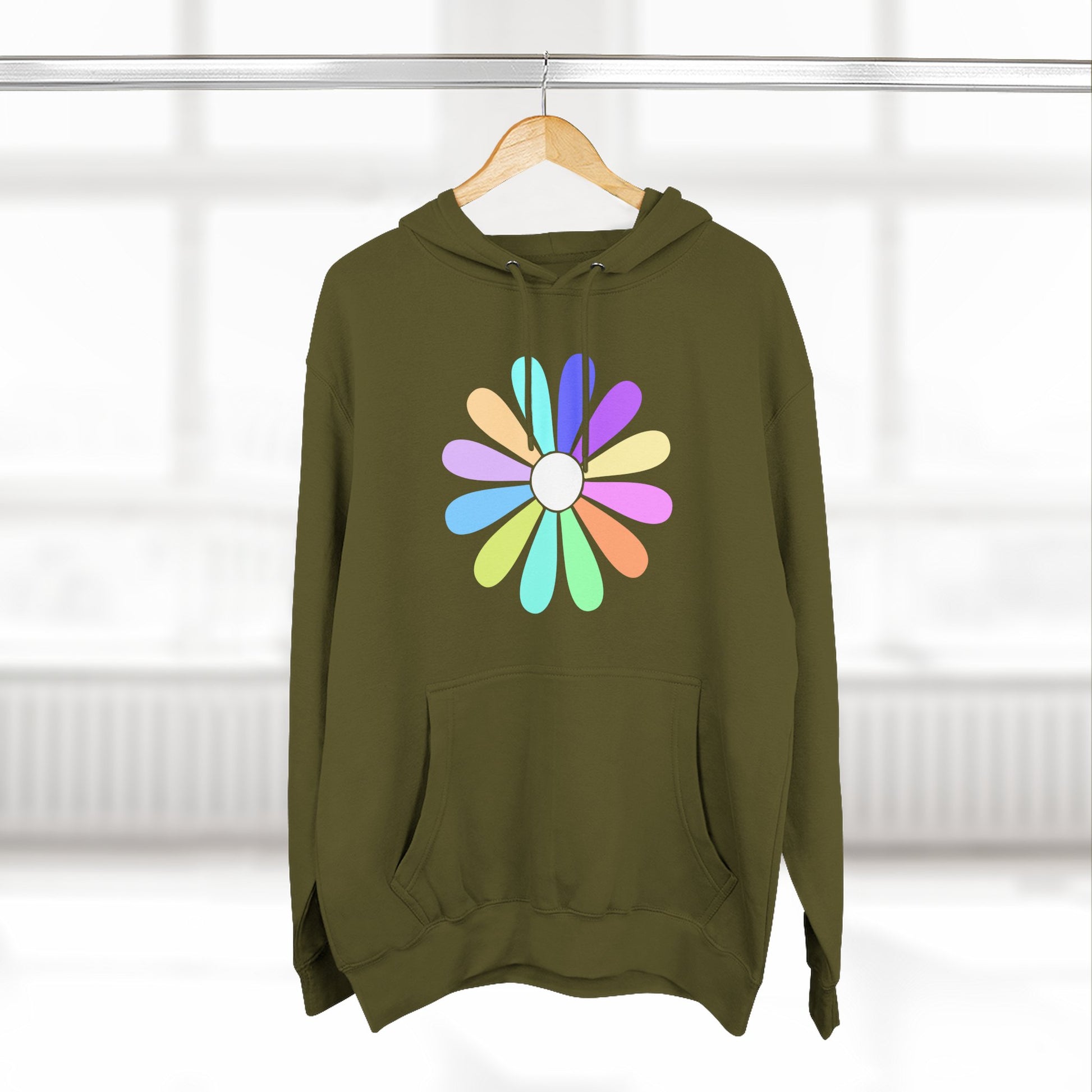 Rainbow Bloom Positivity Three-Panel Fleece Hoodie - snazzymerch