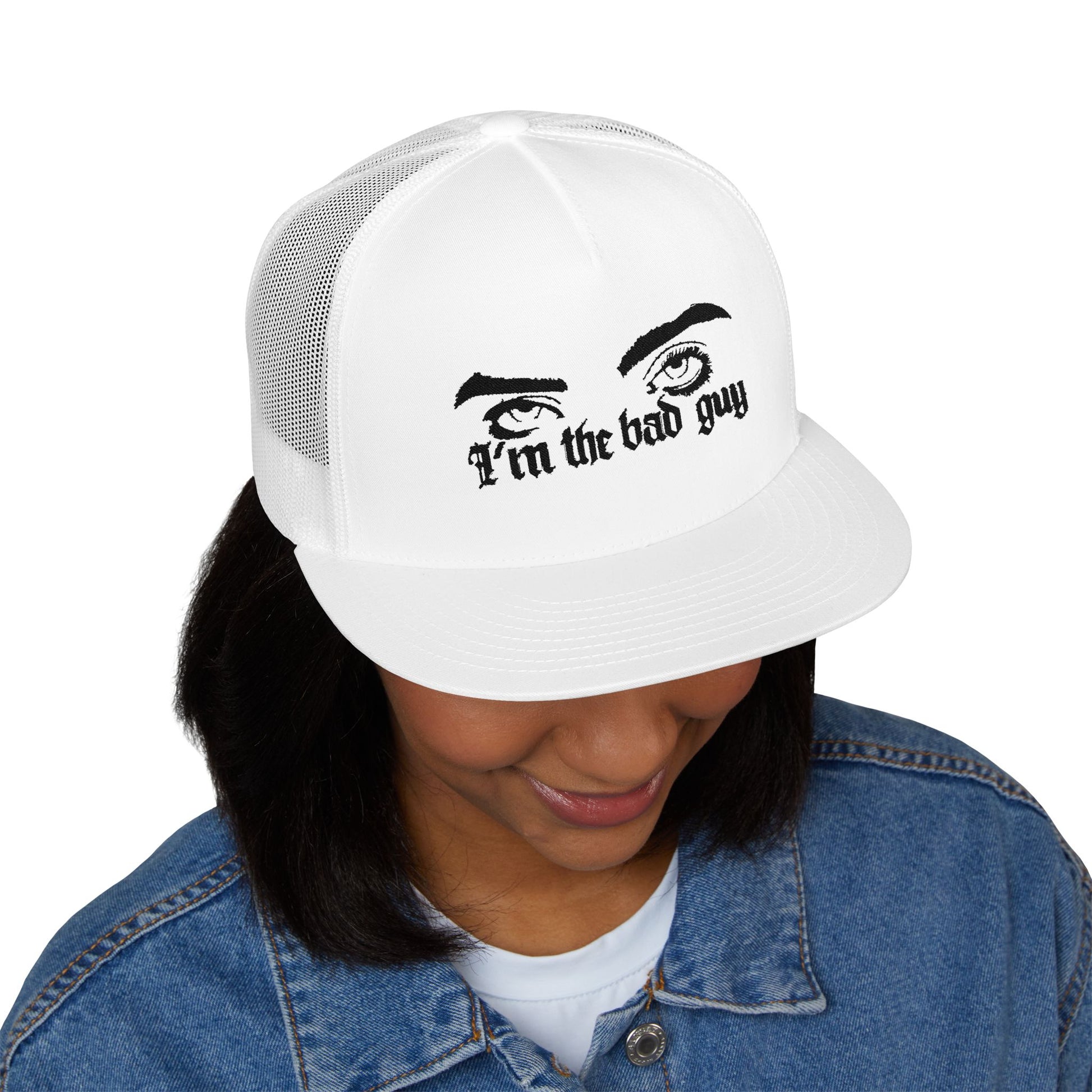 Billie Eilish Inspired Trucker Cap – Eyes & Shadows Gothic Edition Printify