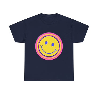 Retro Rainbow Smiley Unisex Heavy Cotton Tee - snazzymerch