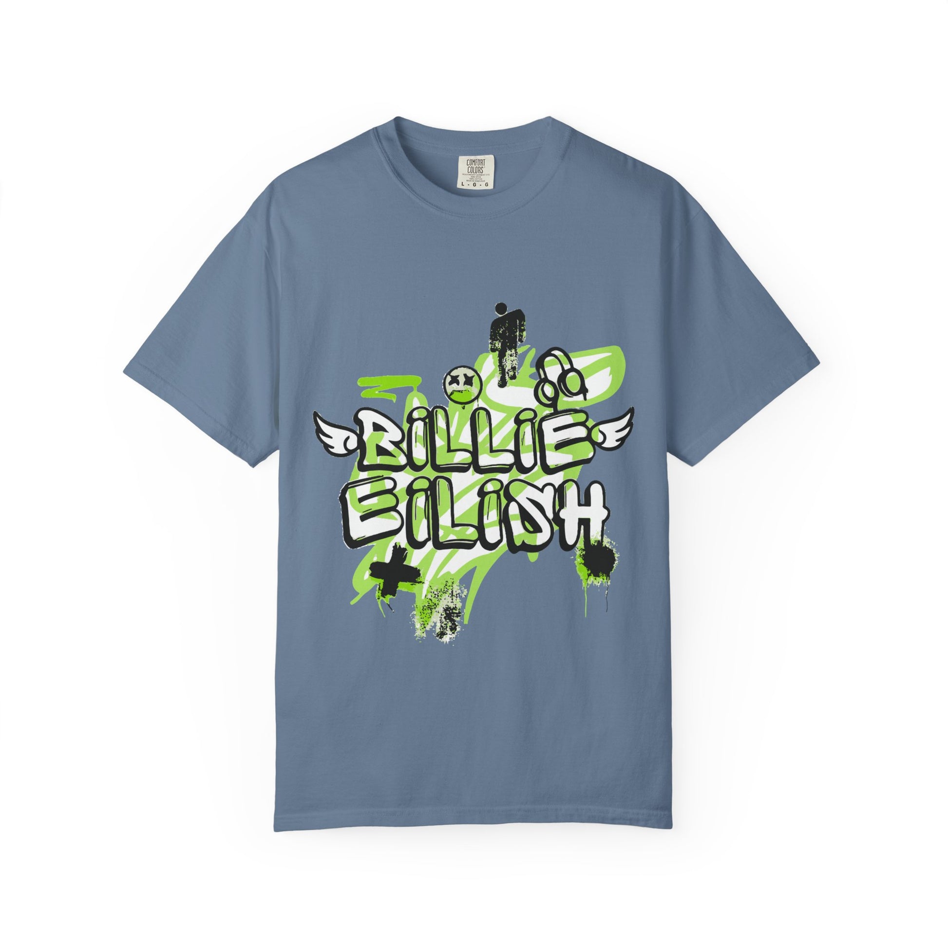 Billie Eilish Inspired Dyed T-shirt – Grunge Angel Graffiti Edition Printify