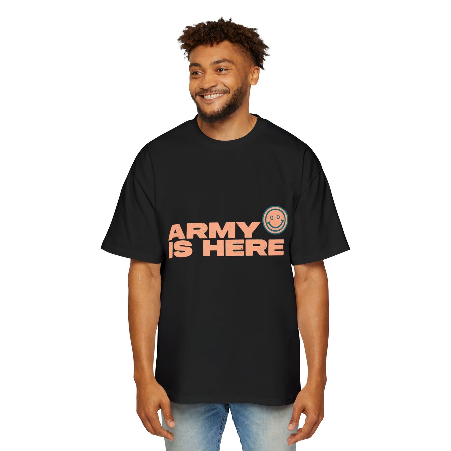 Smiley Army Vibe Men's Heavy Oversized Tee - snazzymerch