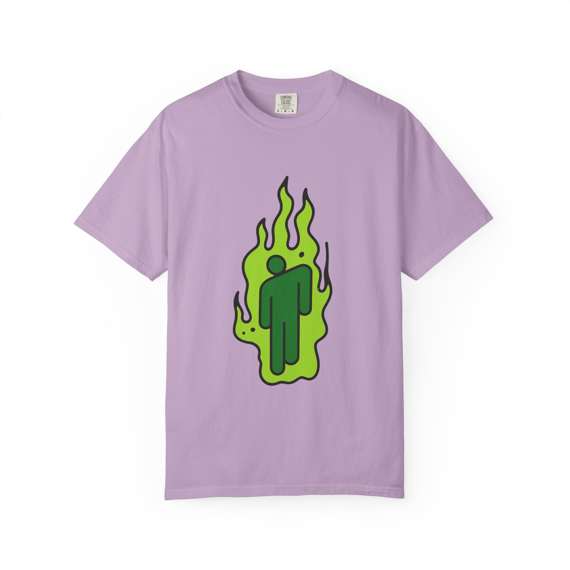 Billie Eilish Inspired Dyed T-shirt – Green Flame Icon Edition Printify