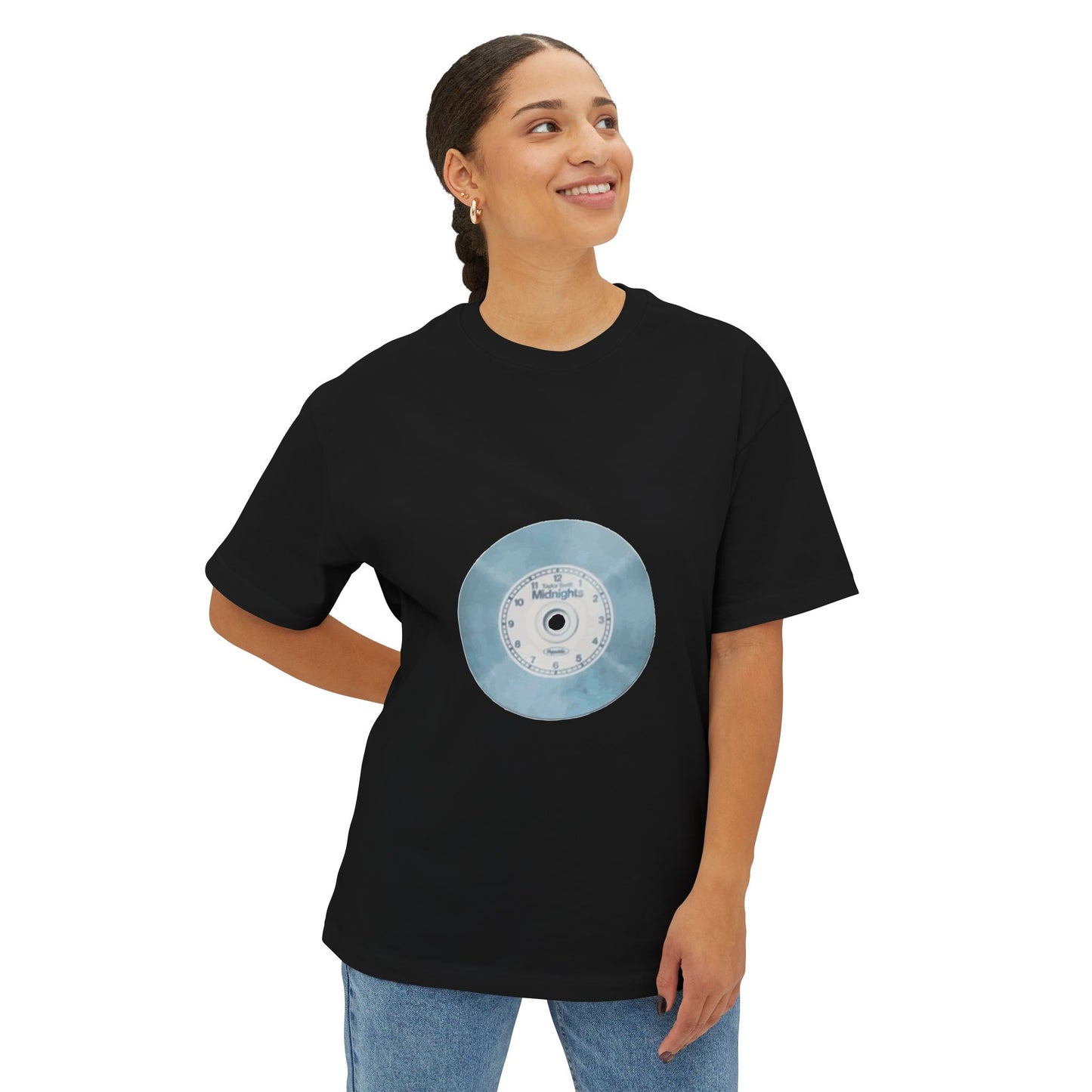 Midnight Vinyl Vibes Unisex Oversized Boxy Tee - snazzymerch