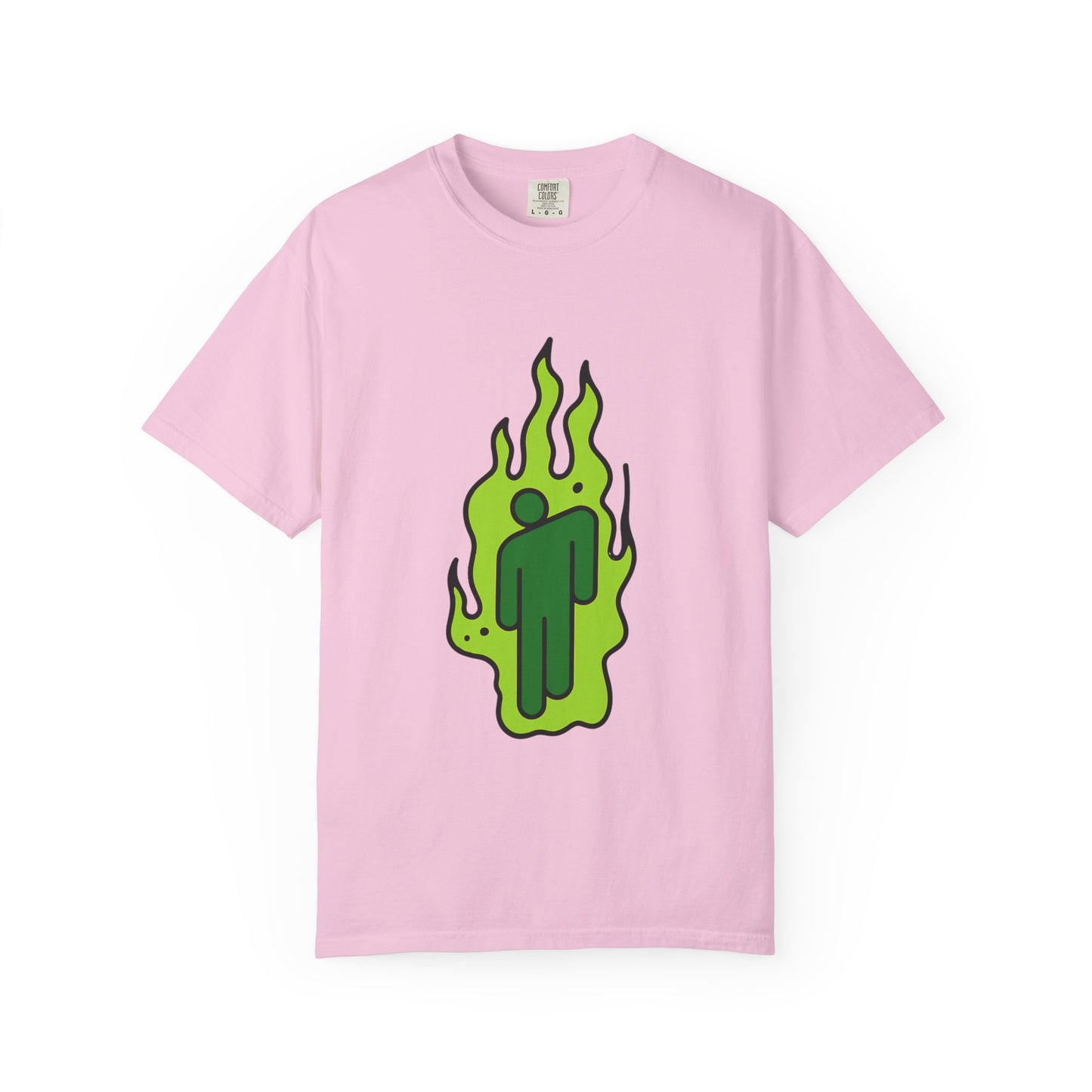 Billie Eilish Inspired Dyed T-shirt – Green Flame Icon Edition Printify