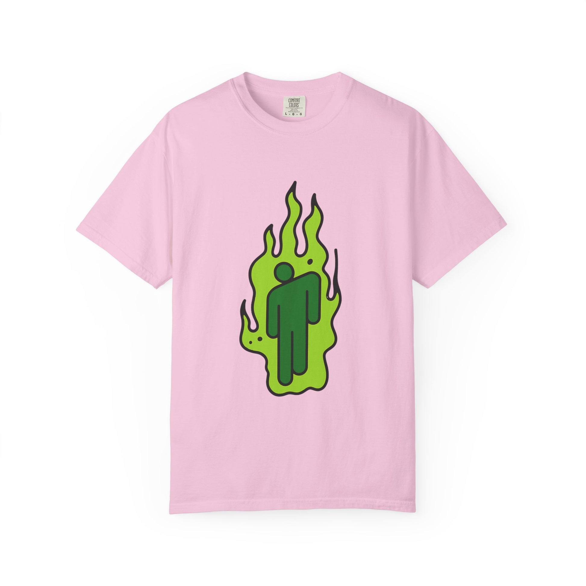 Billie Eilish Inspired Dyed T-shirt – Green Flame Icon Edition Printify
