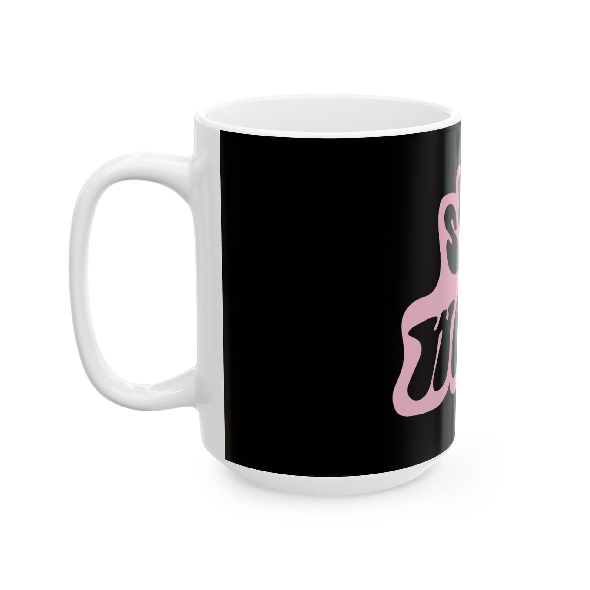 Retro Pink “Stay Weird” Typography Ceramic Mug, (11oz, 15oz) - snazzymerch