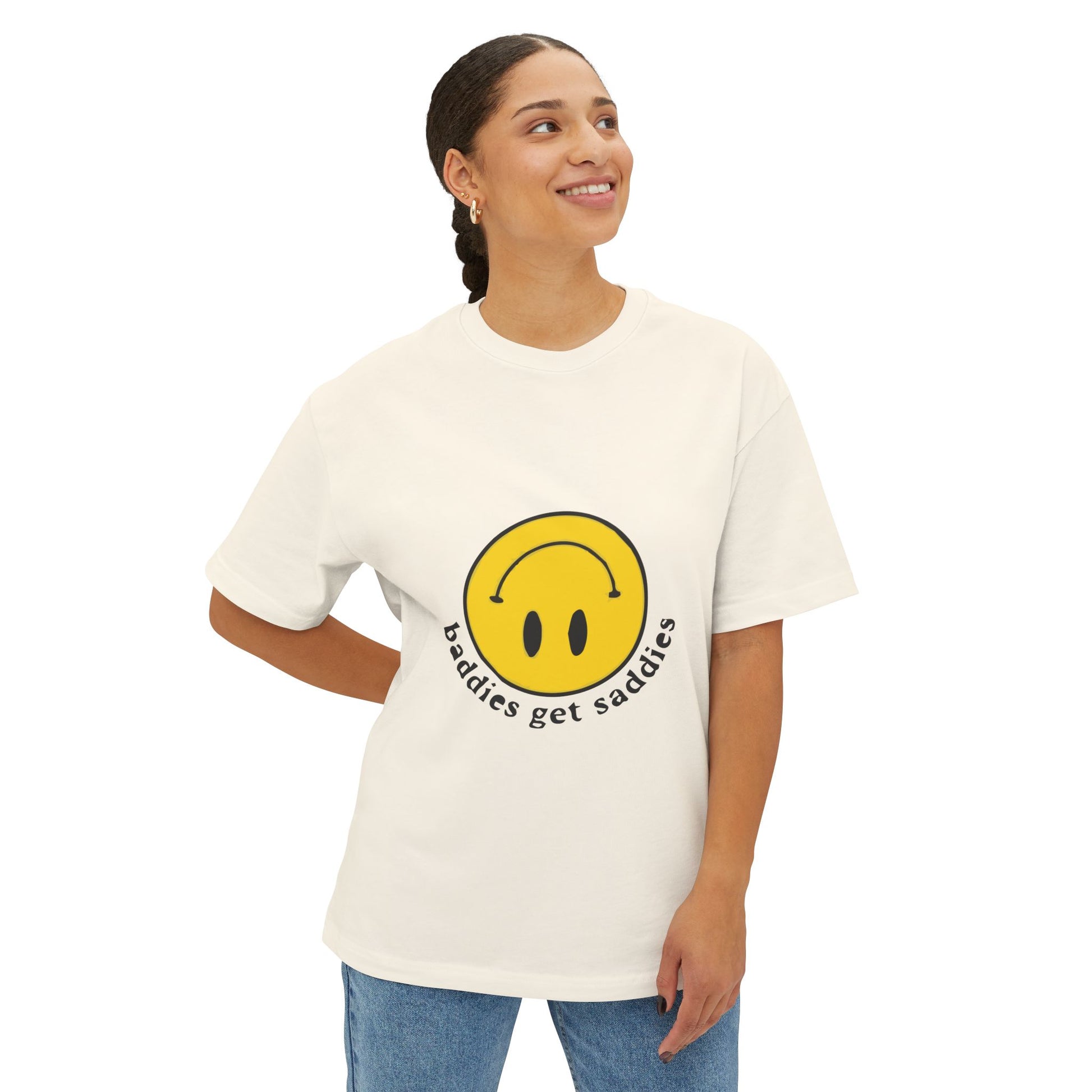 Yellow Smiley Unisex Oversized Boxy Tee - snazzymerch