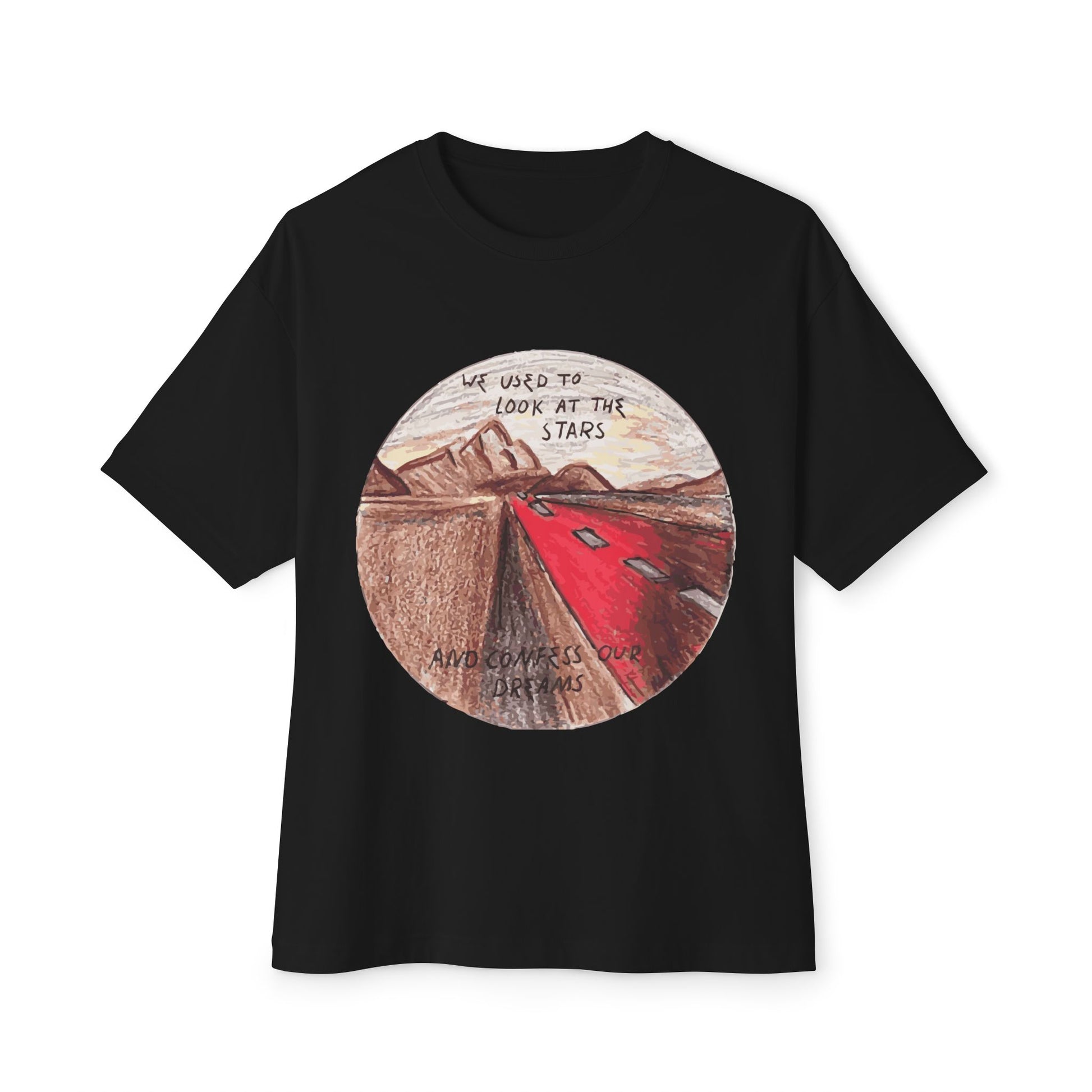 Hand-Drawn Desert Unisex Oversized Boxy Tee - snazzymerch