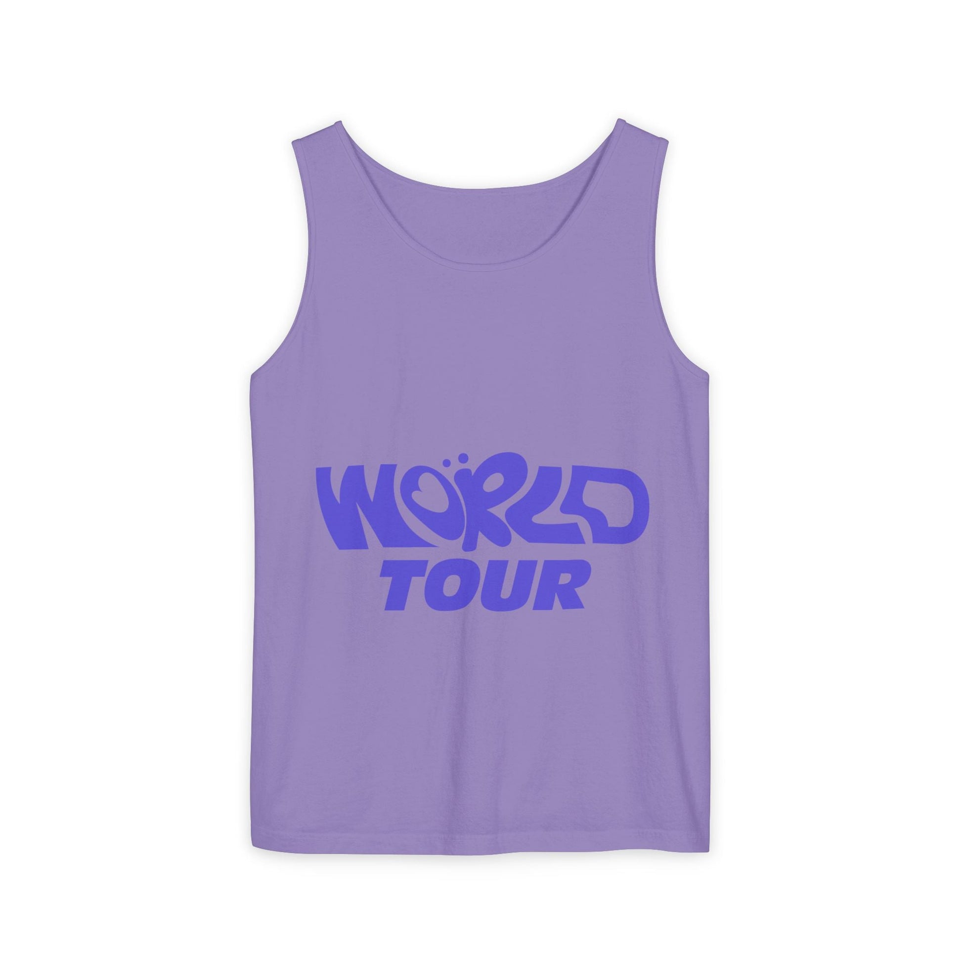 World Tour Bubble Letter-Dyed Tank Top Printify