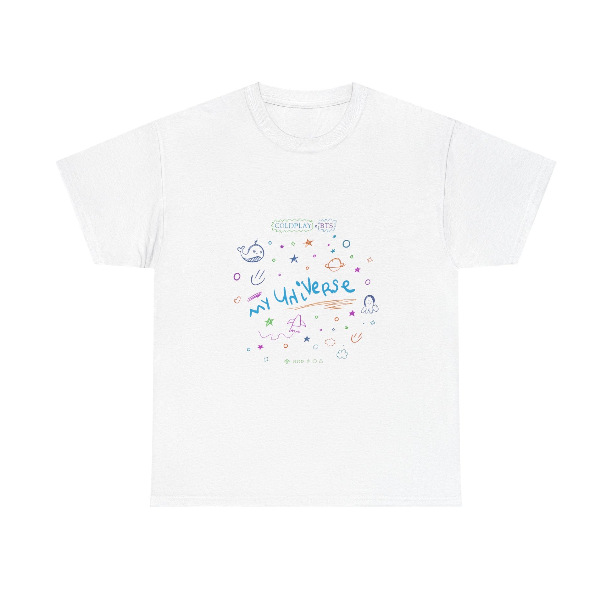 Neon Space Doodles Unisex Cotton Tee Printify