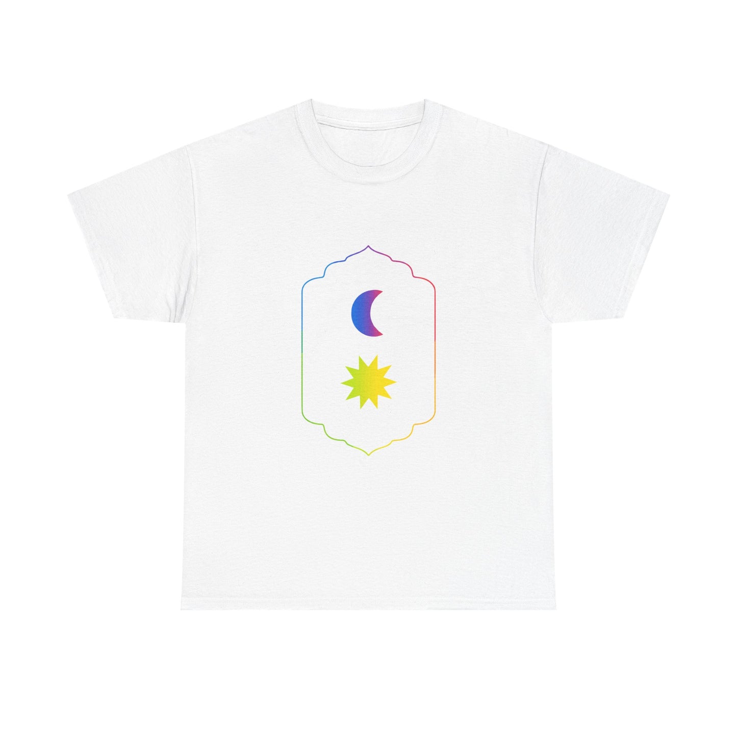 Gradient Moon and Star Emblem Unisex Cotton Tee Printify