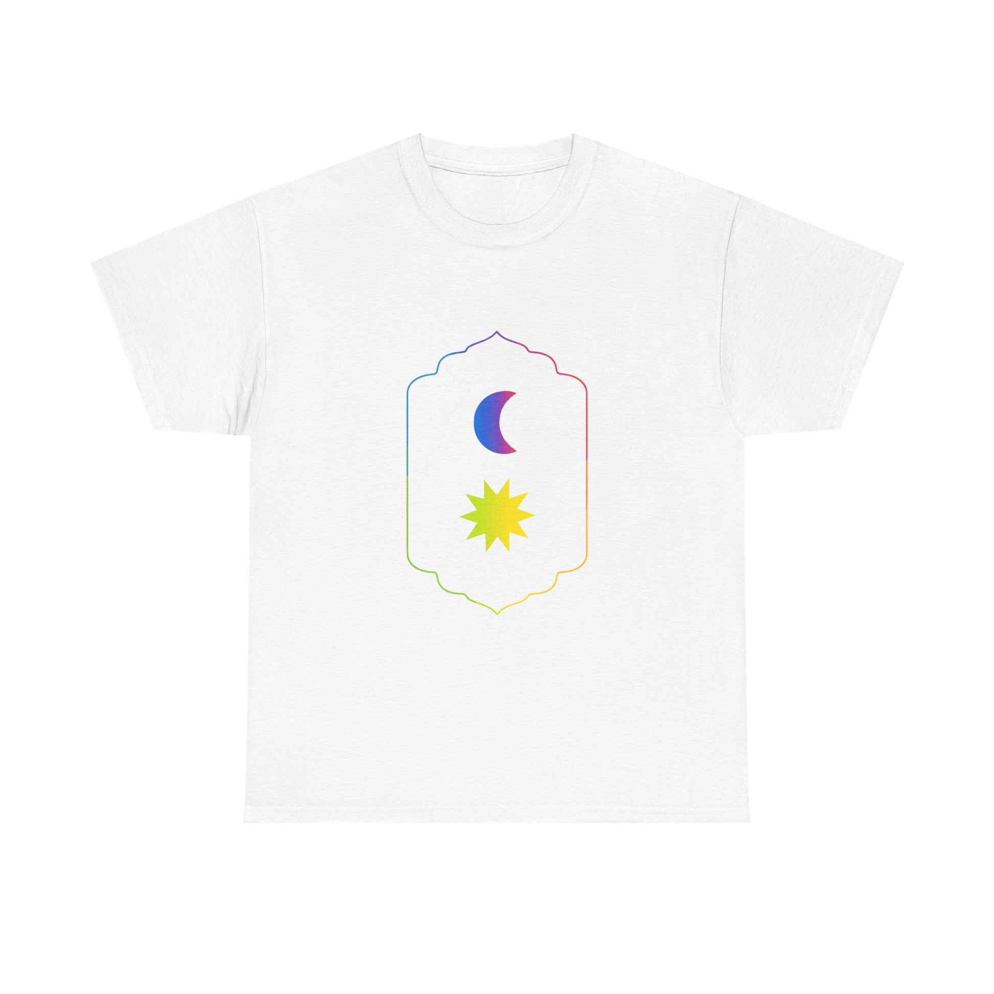 Gradient Moon and Star Emblem Unisex Cotton Tee Printify