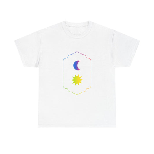 Gradient Moon and Star Emblem Unisex Cotton Tee Printify