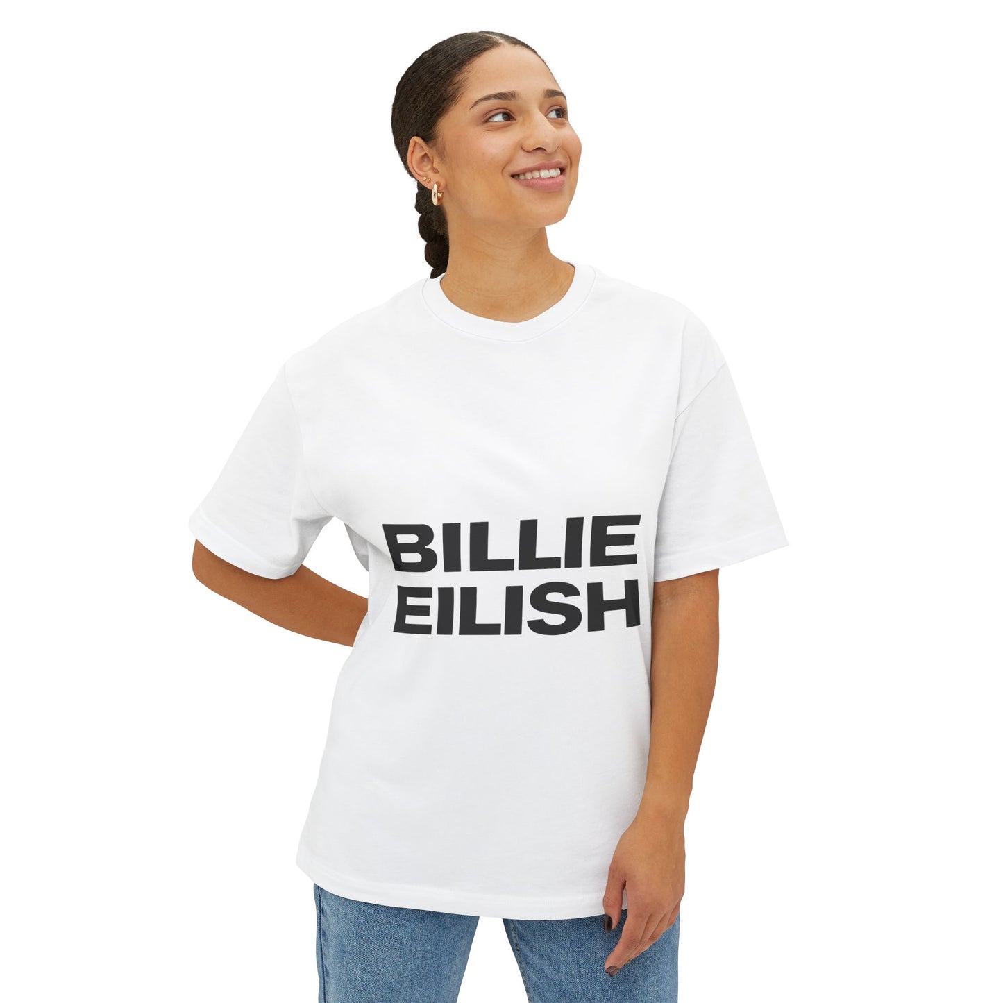 Billie Eilish Inspired Oversized T-Shirt – Stacked Glow Text Edition Printify