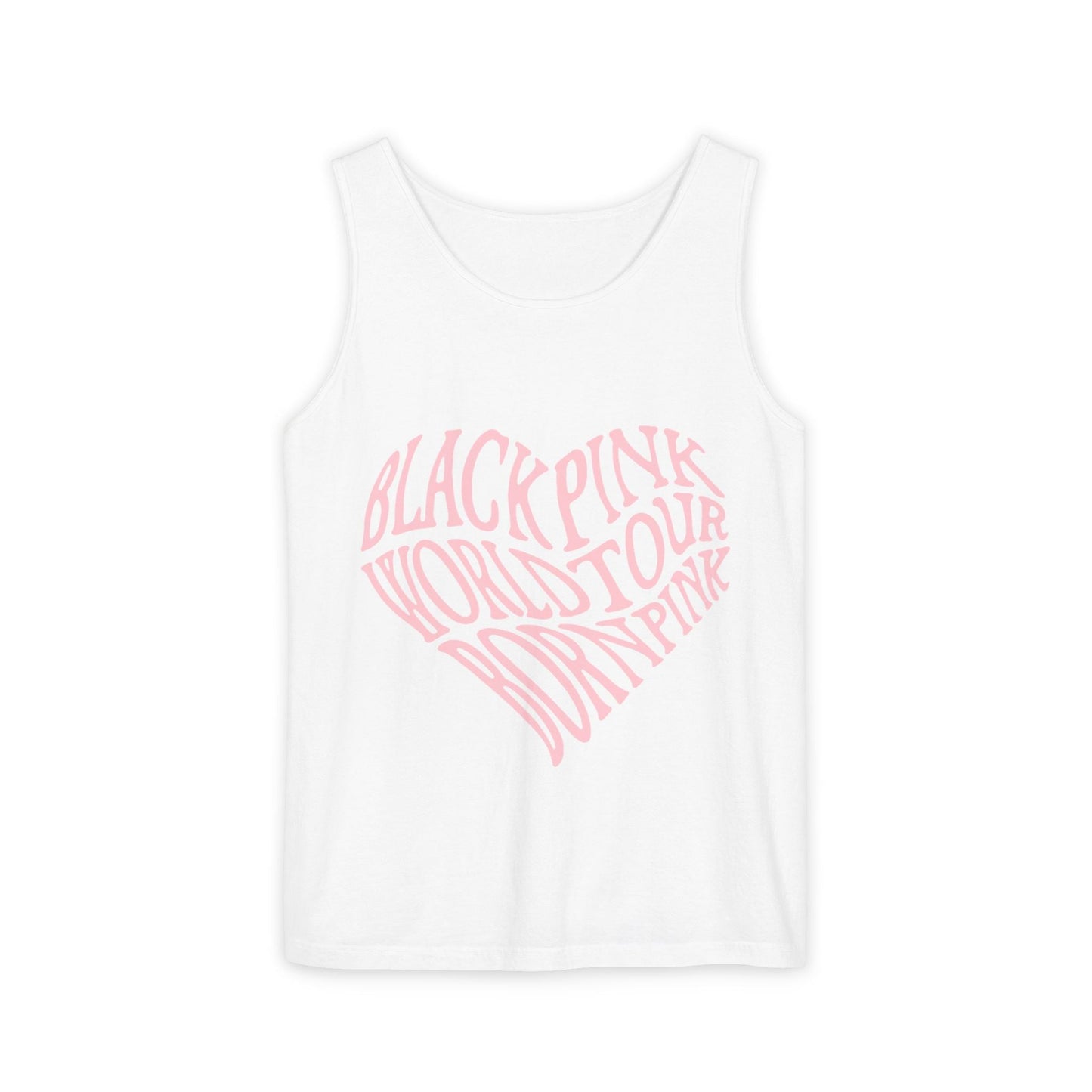 Born Pink Heart Typography – Dyed Tank Top Printify