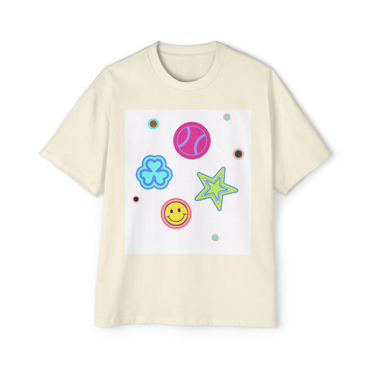 Color Pop Charm Patch Men's Heavy Oversized Tee - snazzymerch