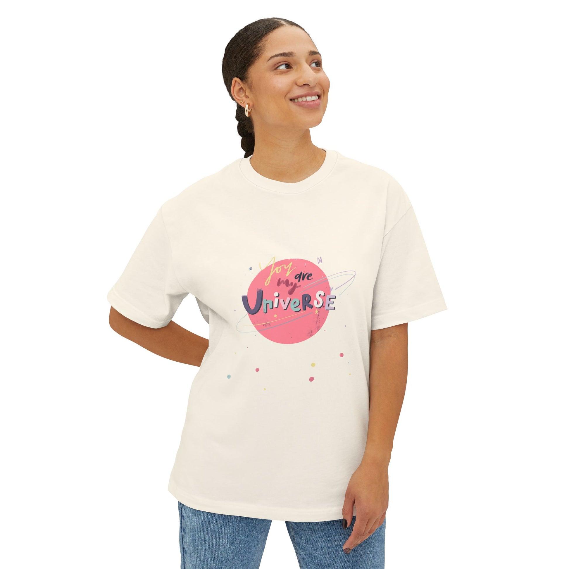 Pastel Planet & Universe Unisex Oversized Boxy Tee Printify