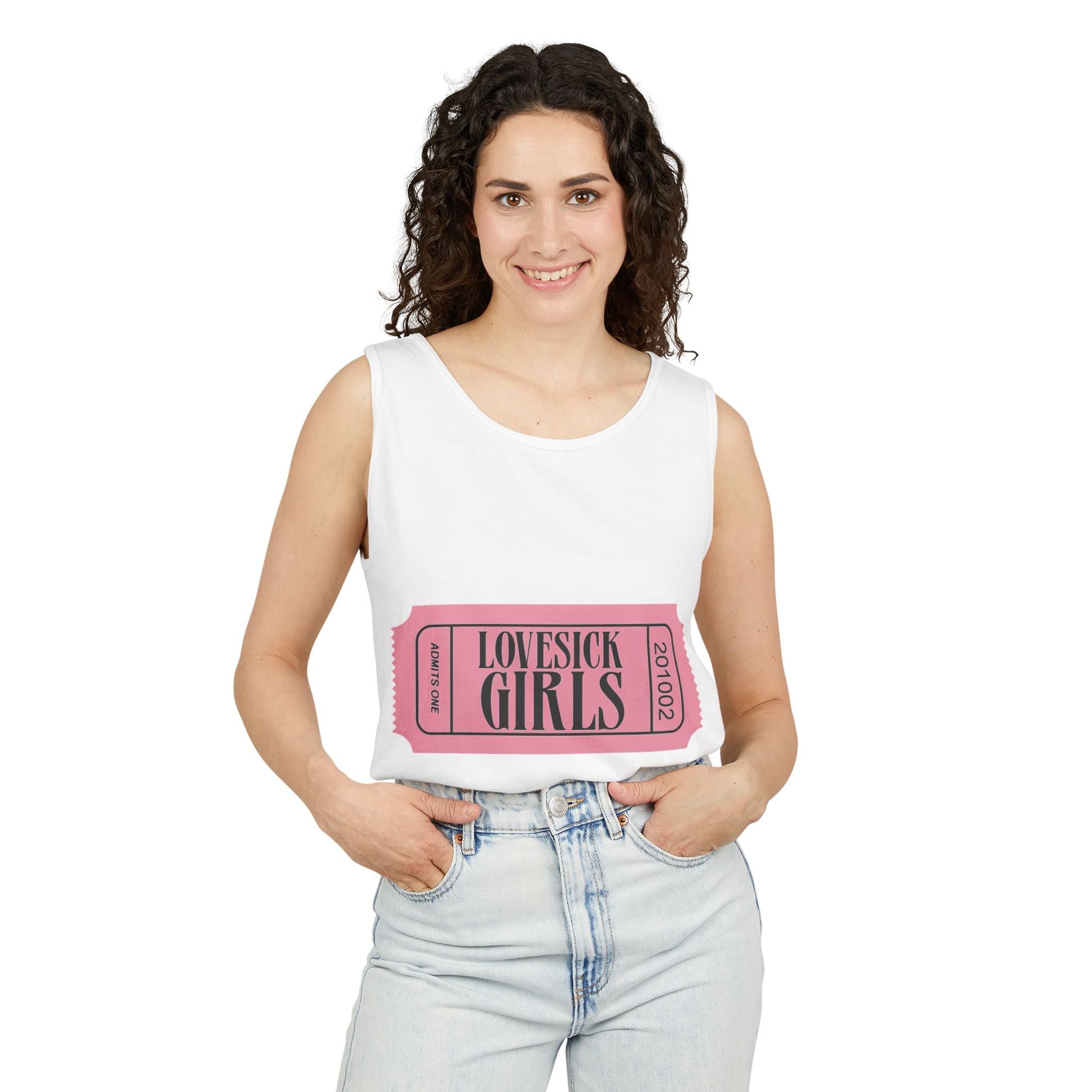 Lovesick Girls Ticket – Dyed Tank Top Printify