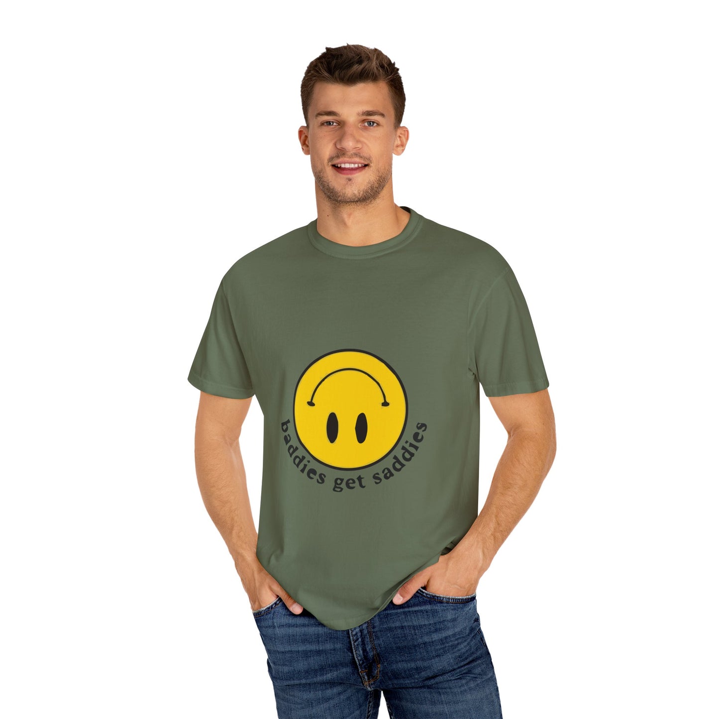 Yellow Smiley Unisex Garment-Dyed T-shirt - snazzymerch