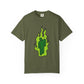 Billie Eilish Inspired Dyed T-shirt – Green Flame Icon Edition Printify