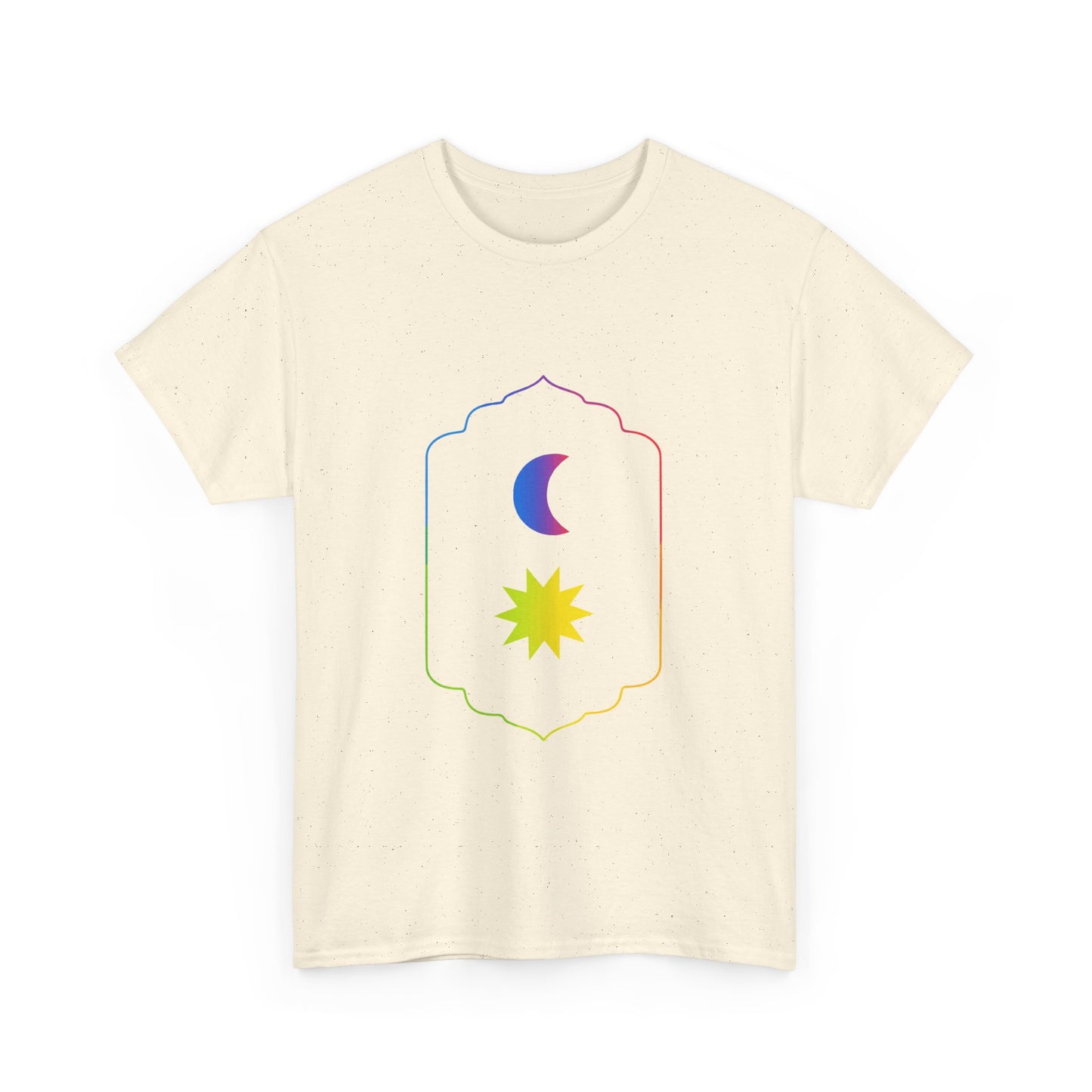Gradient Moon and Star Emblem Unisex Cotton Tee Printify