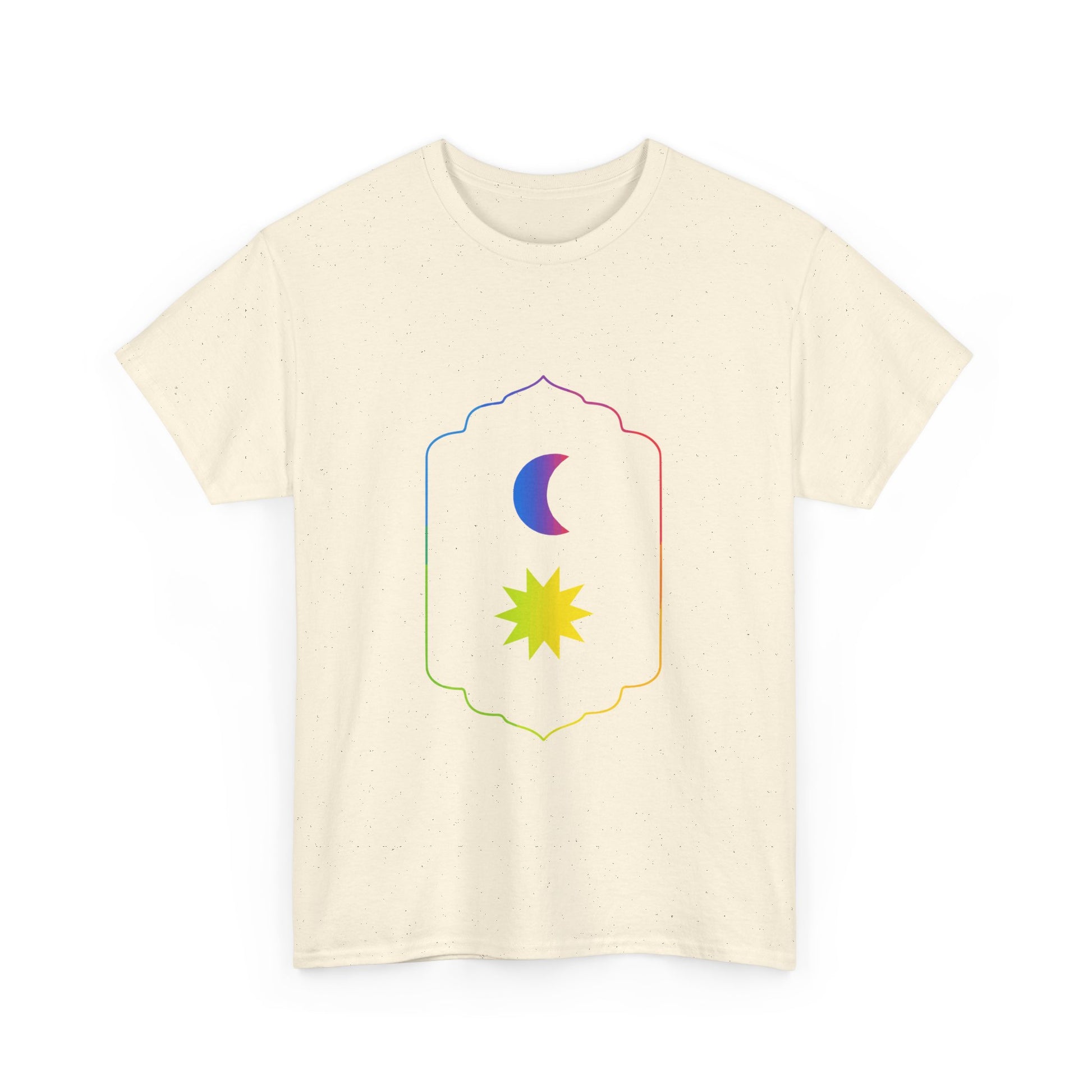 Gradient Moon and Star Emblem Unisex Cotton Tee Printify